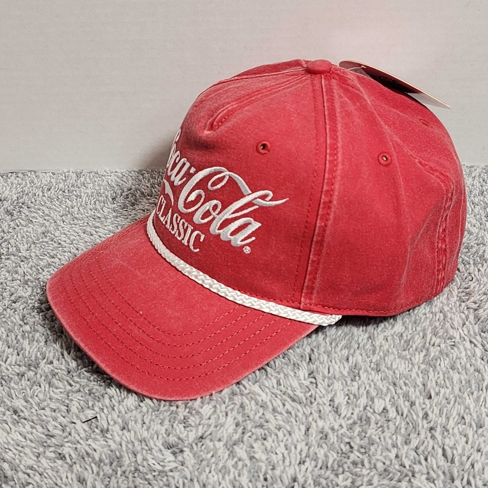 Coca Cola Classic Script Logo Red Snapback Rope Cap Hat Coke Adjustable NWT - Picture 3 of 10
